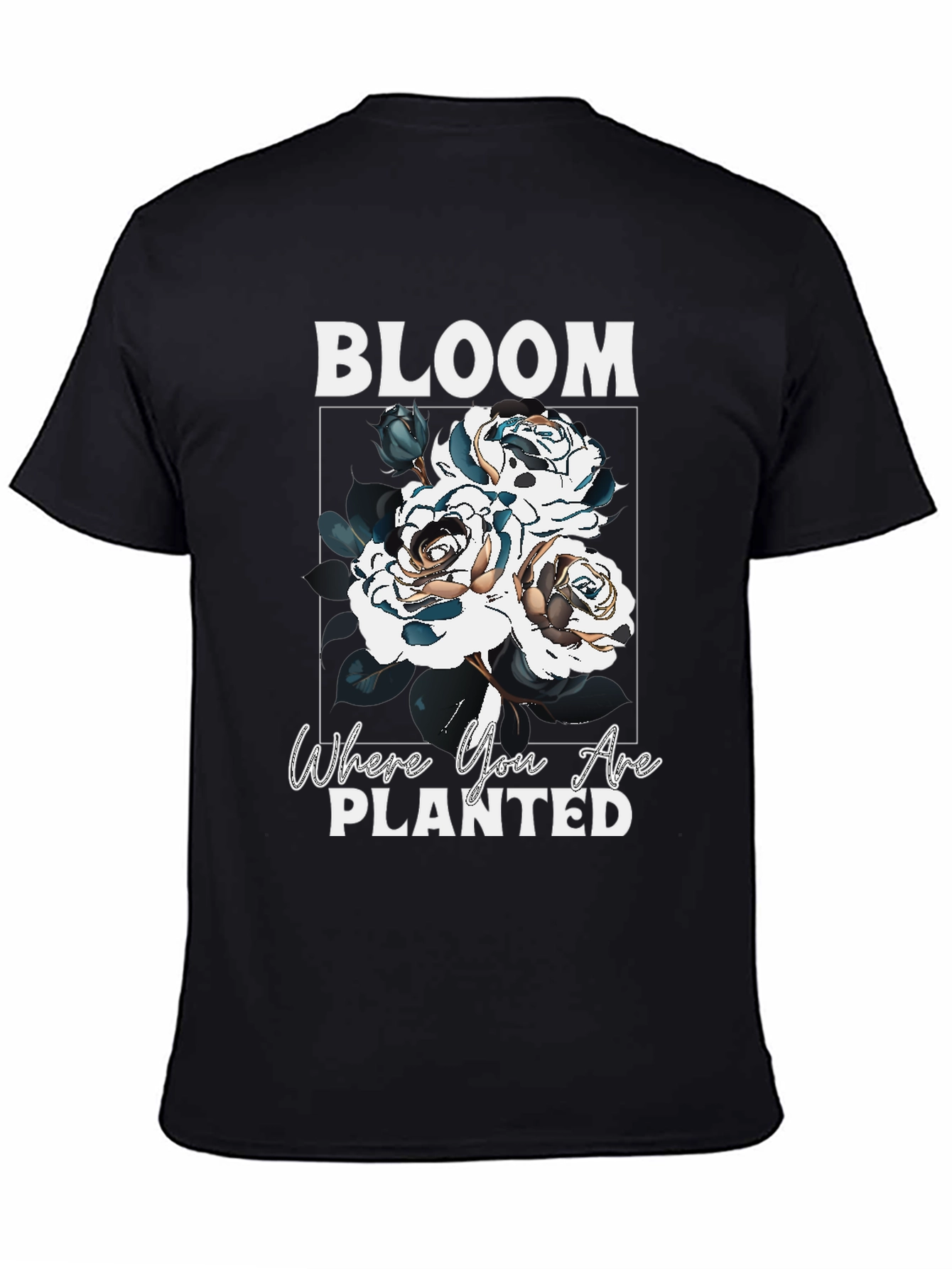 Black Bloom Where You Are Planted T-Shirt view 4