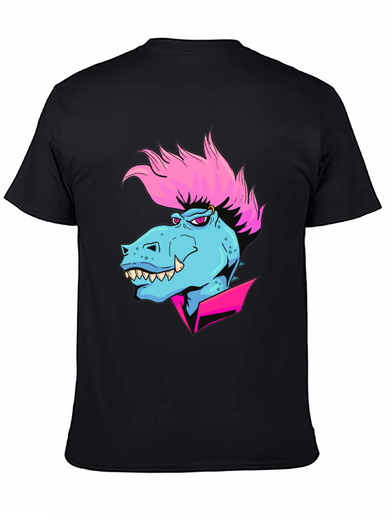 Black Cartoon Dinosaur Graphic T-Shirt view 4