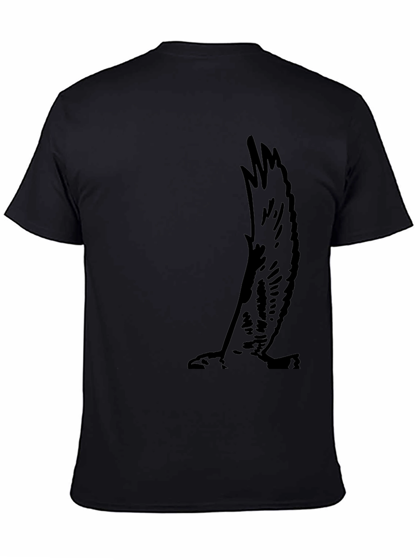 Black Men's Black Tee with Eagle Wing Graphic view 4