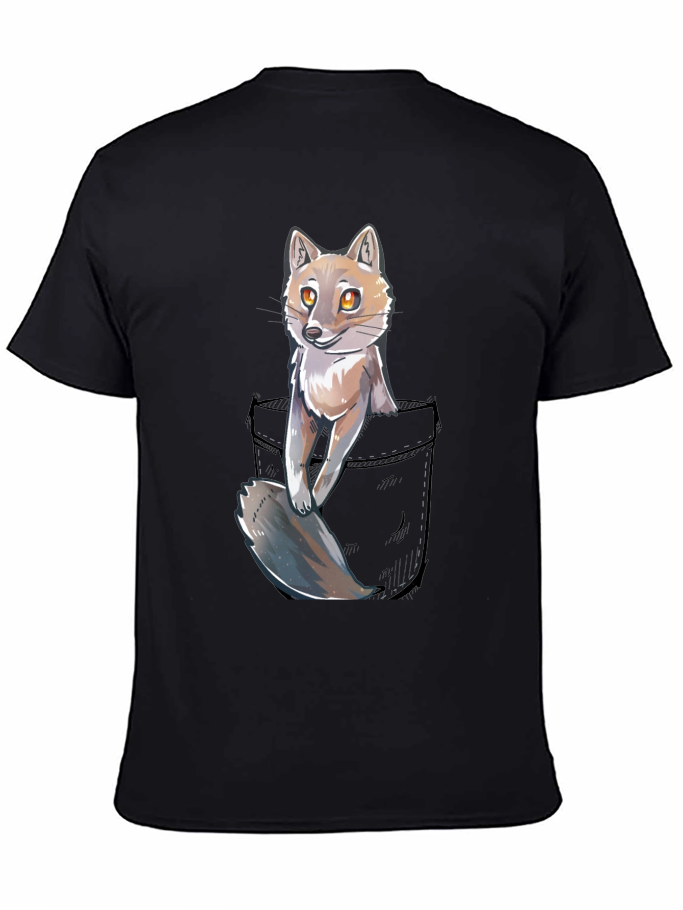 Black Fox in Pocket Graphic T-Shirt - Unisex view 4