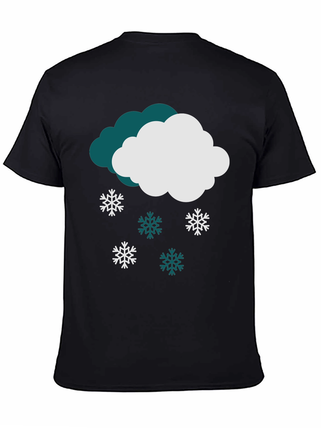 Black Snowy Cloud Graphic Tee - Winter Holiday Style view 4