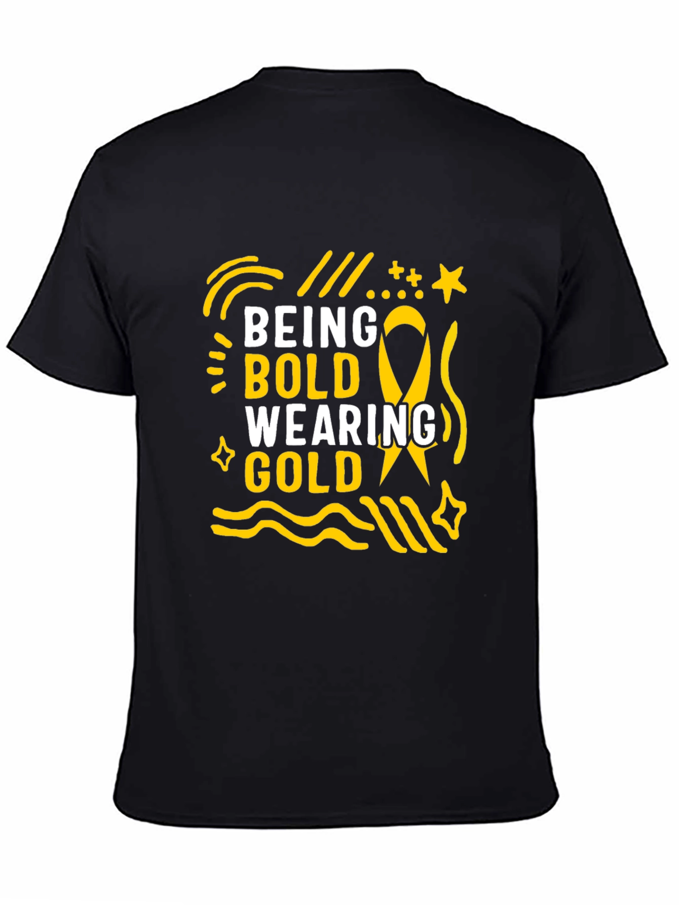 Black Being Bold Wearing Gold Black T-Shirt view 4