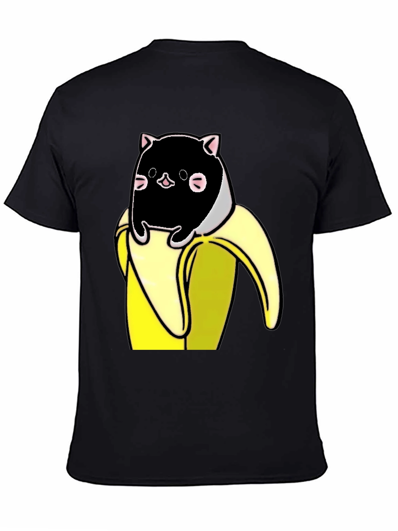 Black Banana Cat T-Shirt - Whimsical Graphic Tee view 4