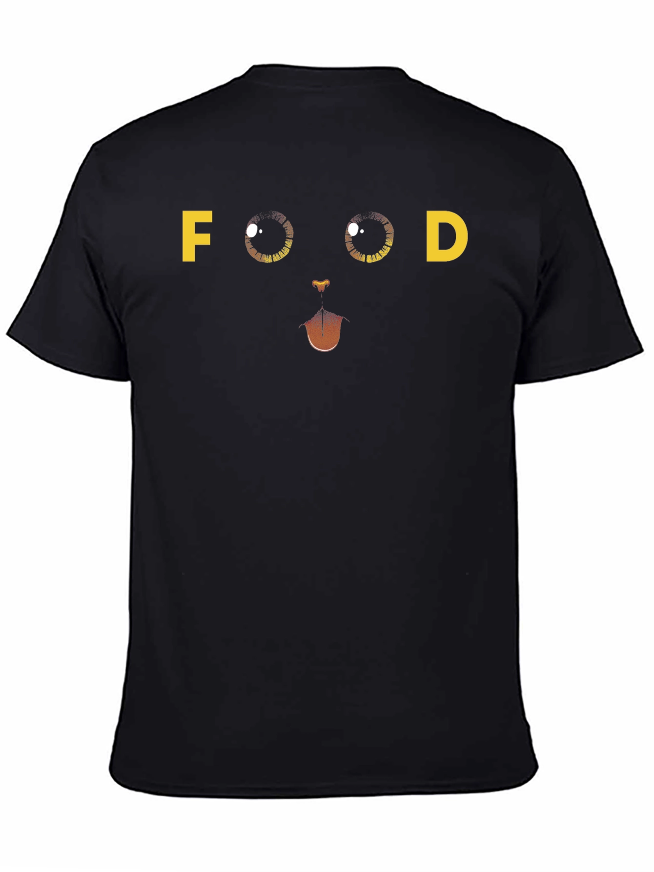 Black Funny 'FOOD' Cat Face Graphic T-Shirt - Black view 4