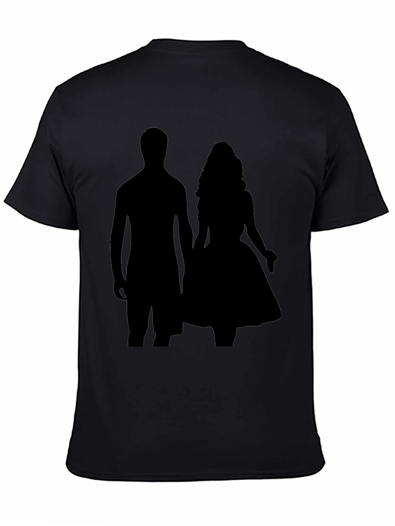 Black Silhouette Couple Black T-Shirt view 4