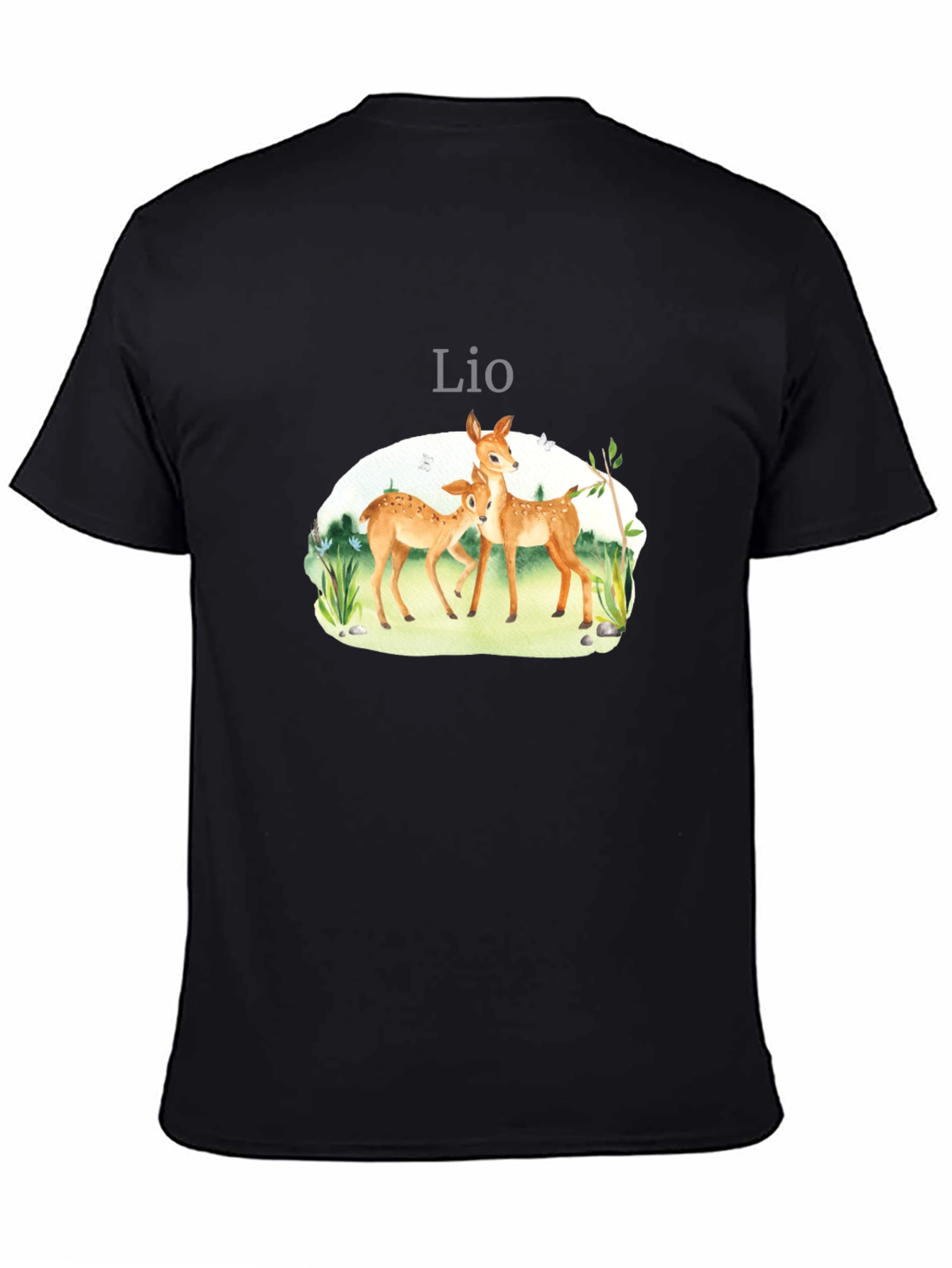 Black Lio Deer Graphic Tee - Unisex Black T-Shirt view 4