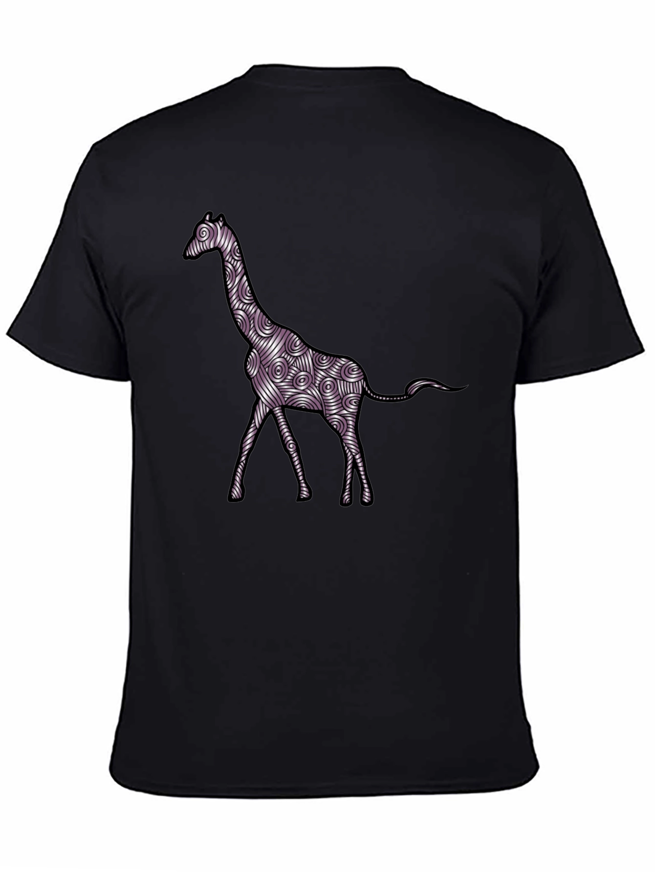 Black Giraffe Art Men's Black T-Shirt view 4
