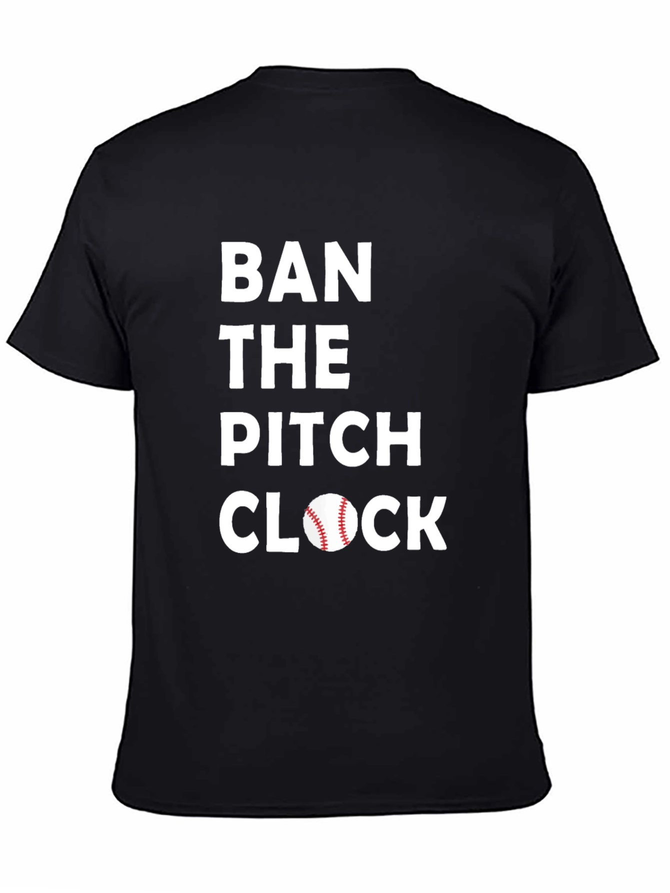 Black Ban the Pitch Clock Baseball T-Shirt view 4