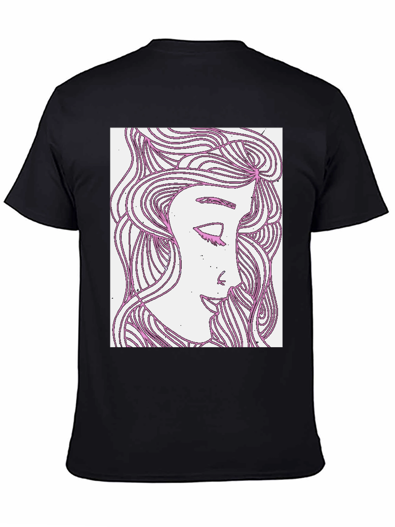 Black Abstract Woman Graphic Tee - Black Cotton T-Shirt view 4