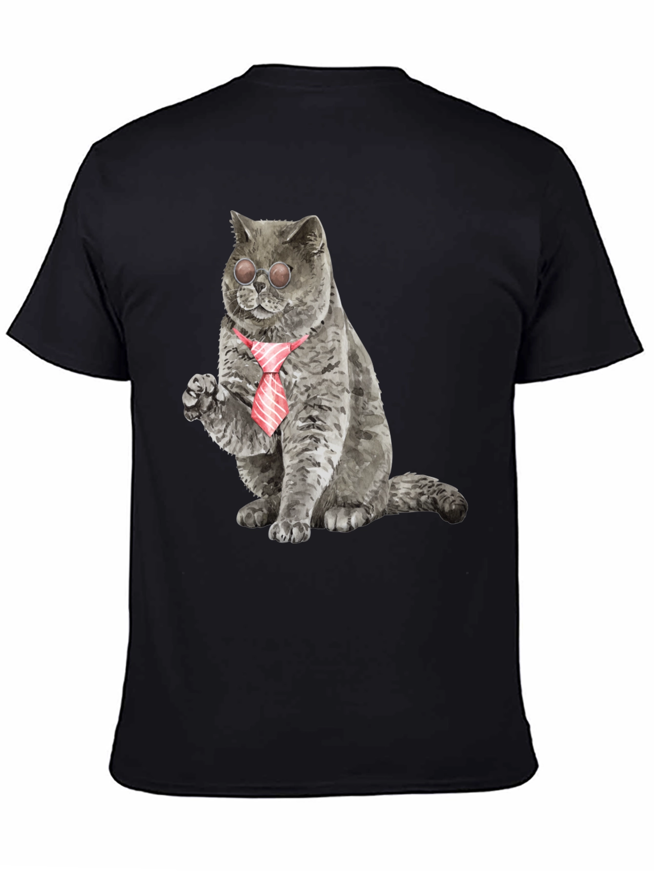 Black Cool Cat Tee - Cat with Tie & Shades view 4