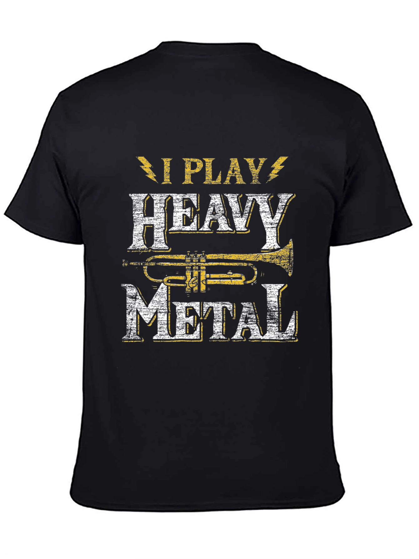 Black I Play Heavy Metal Trumpet Musician T-Shirt view 4