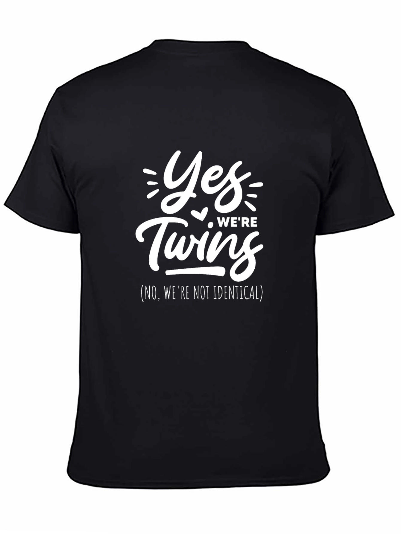 Black Yes We're Twins T-Shirt - Non-Identical Twin Tee view 4