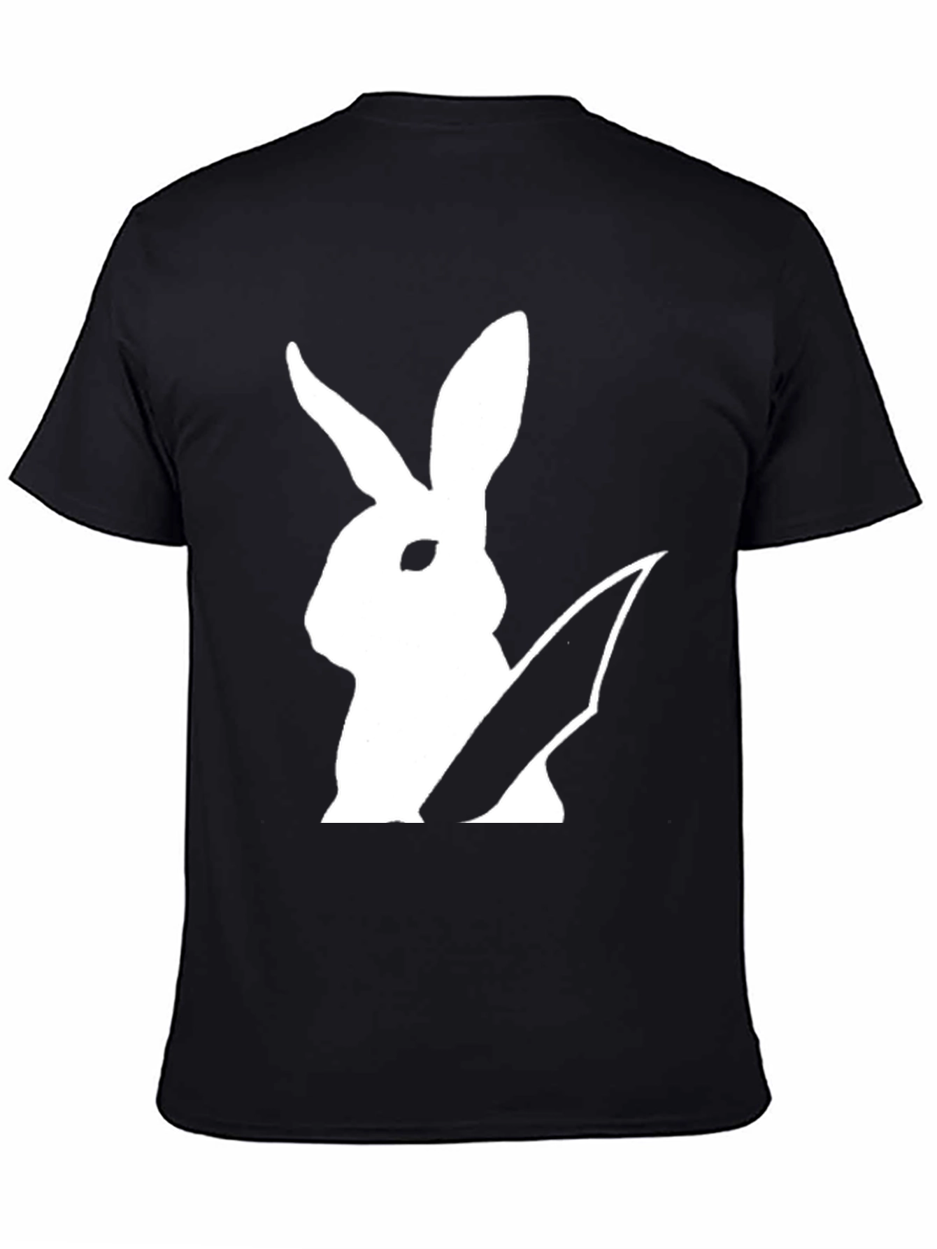 Black Rabbit With Knife Graphic Tee - Black Cotton T-Shirt view 4