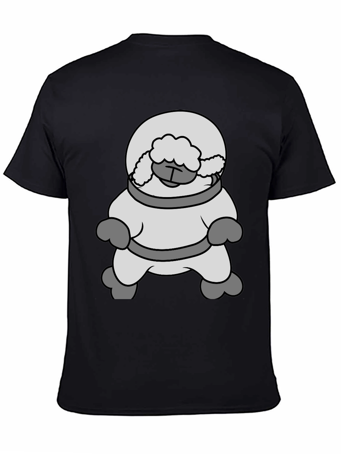 Black Astronaut Sheep Black T-Shirt view 4