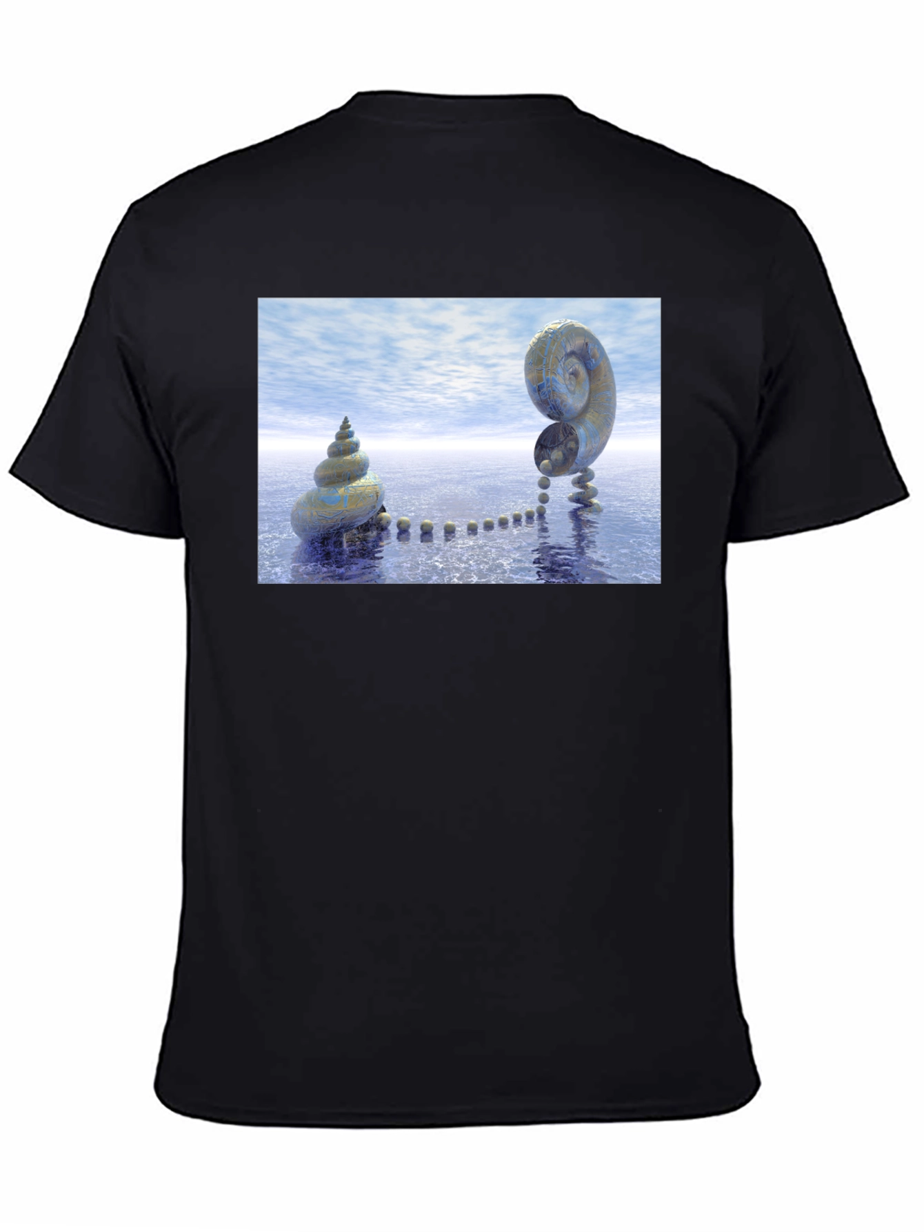Black Spiral Shell Island T-Shirt view 4