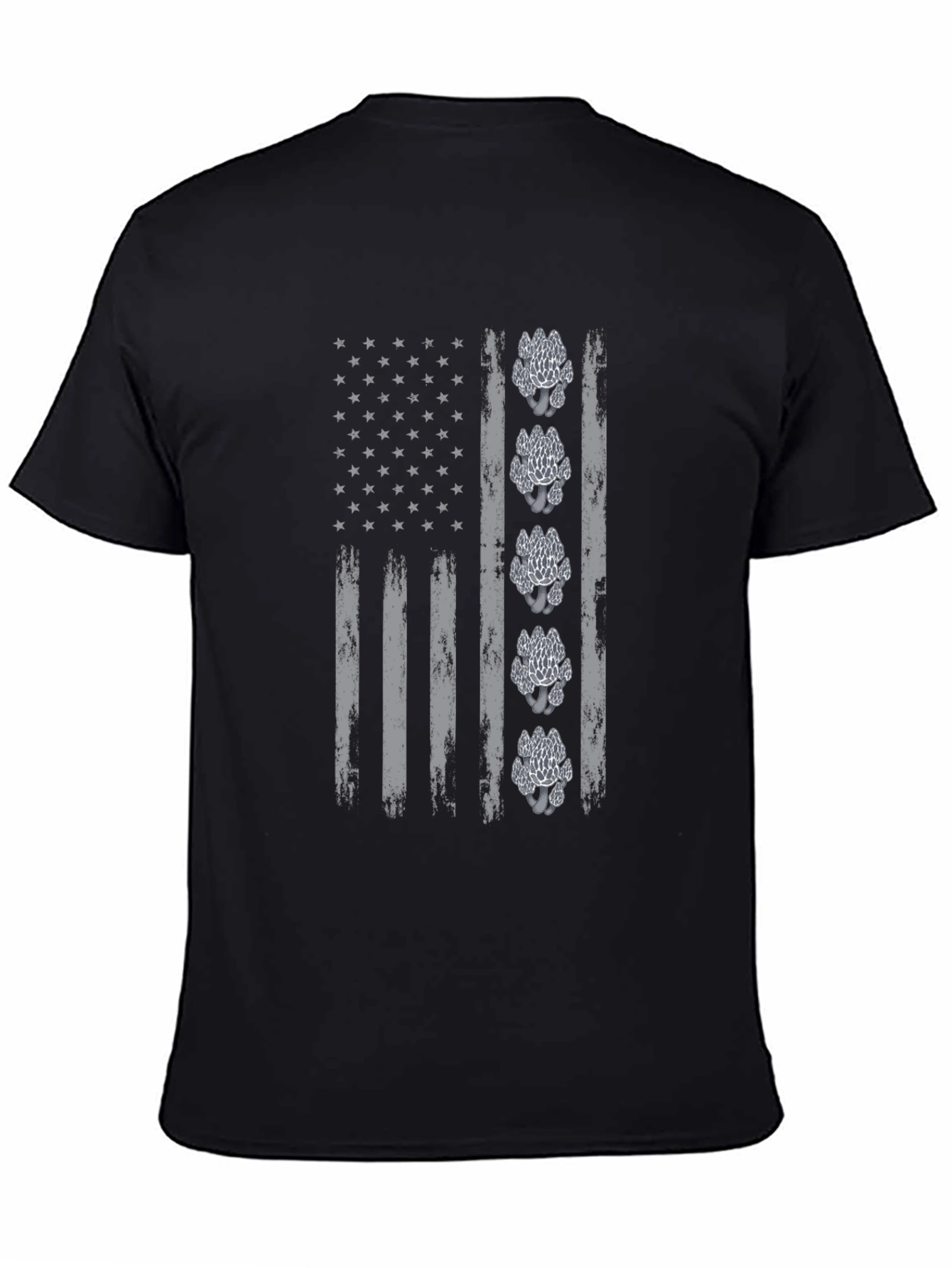 Black Distressed Flag Mushroom Graphic Tee view 4