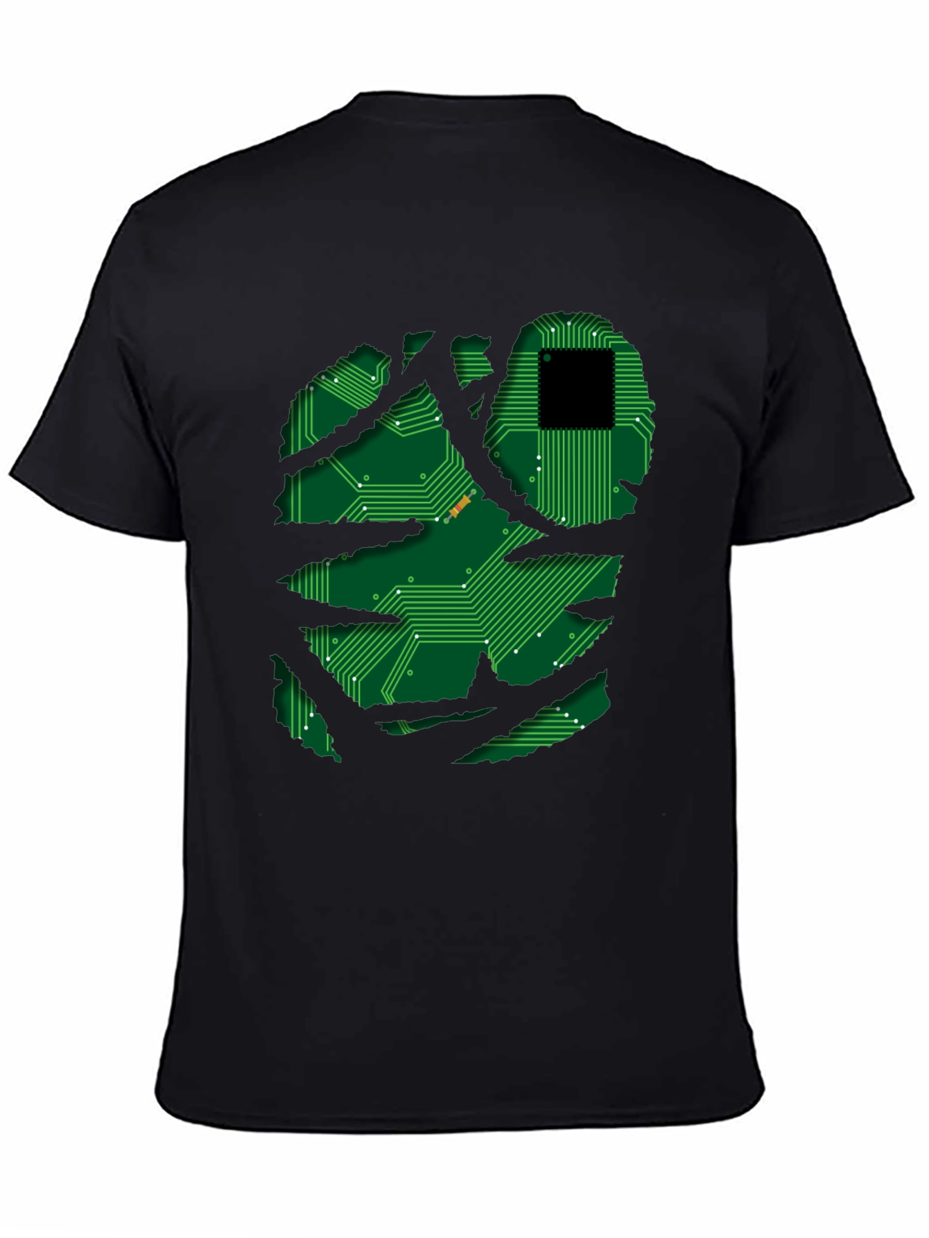 Black Tech Circuit Graphic T-Shirt view 4