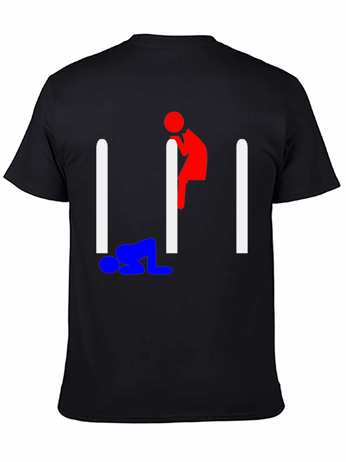 Black Humorous Stick Figure Graphic Tee - Black view 4