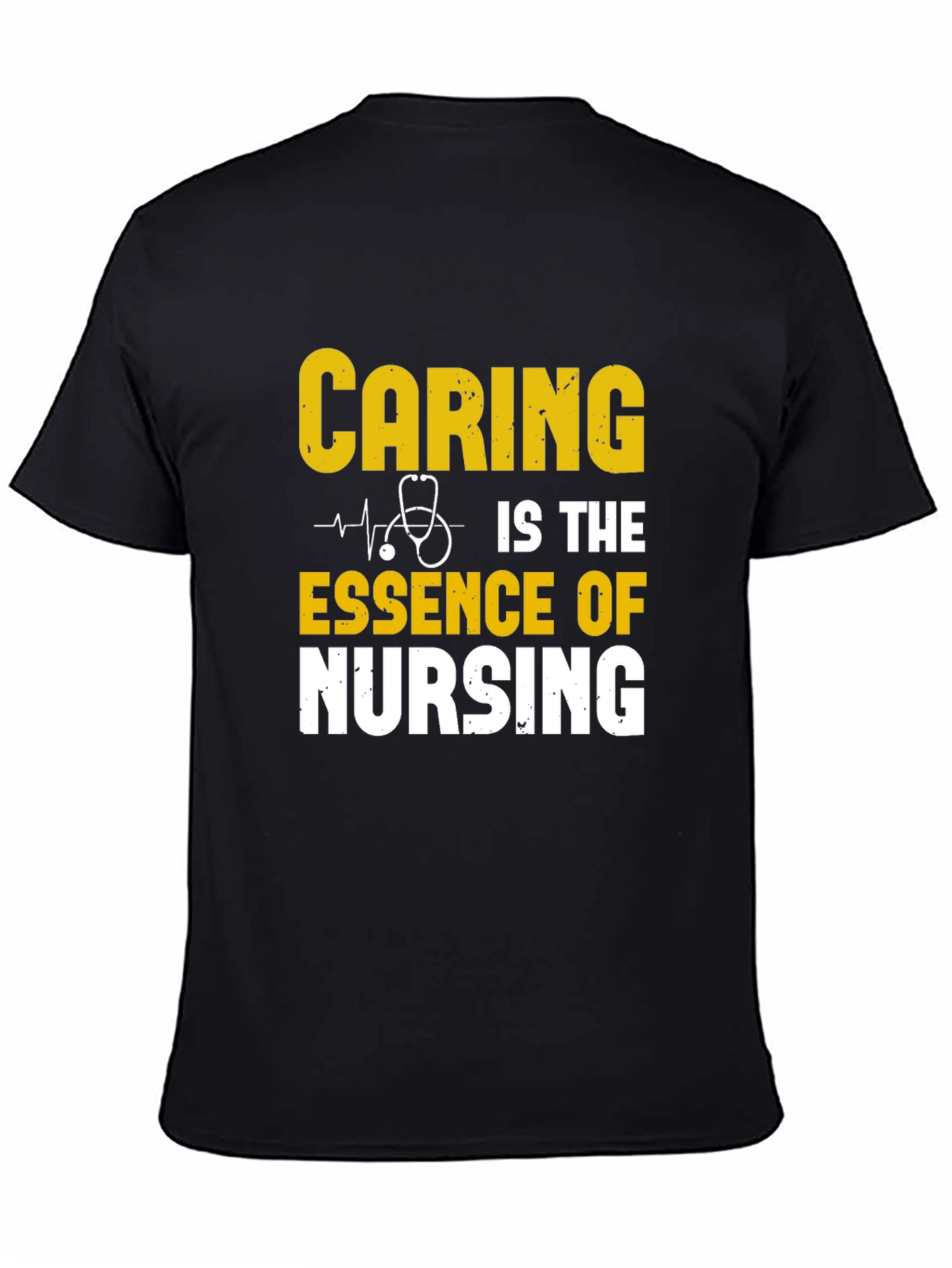 Black Caring is Essence of Nursing Black T-Shirt view 4