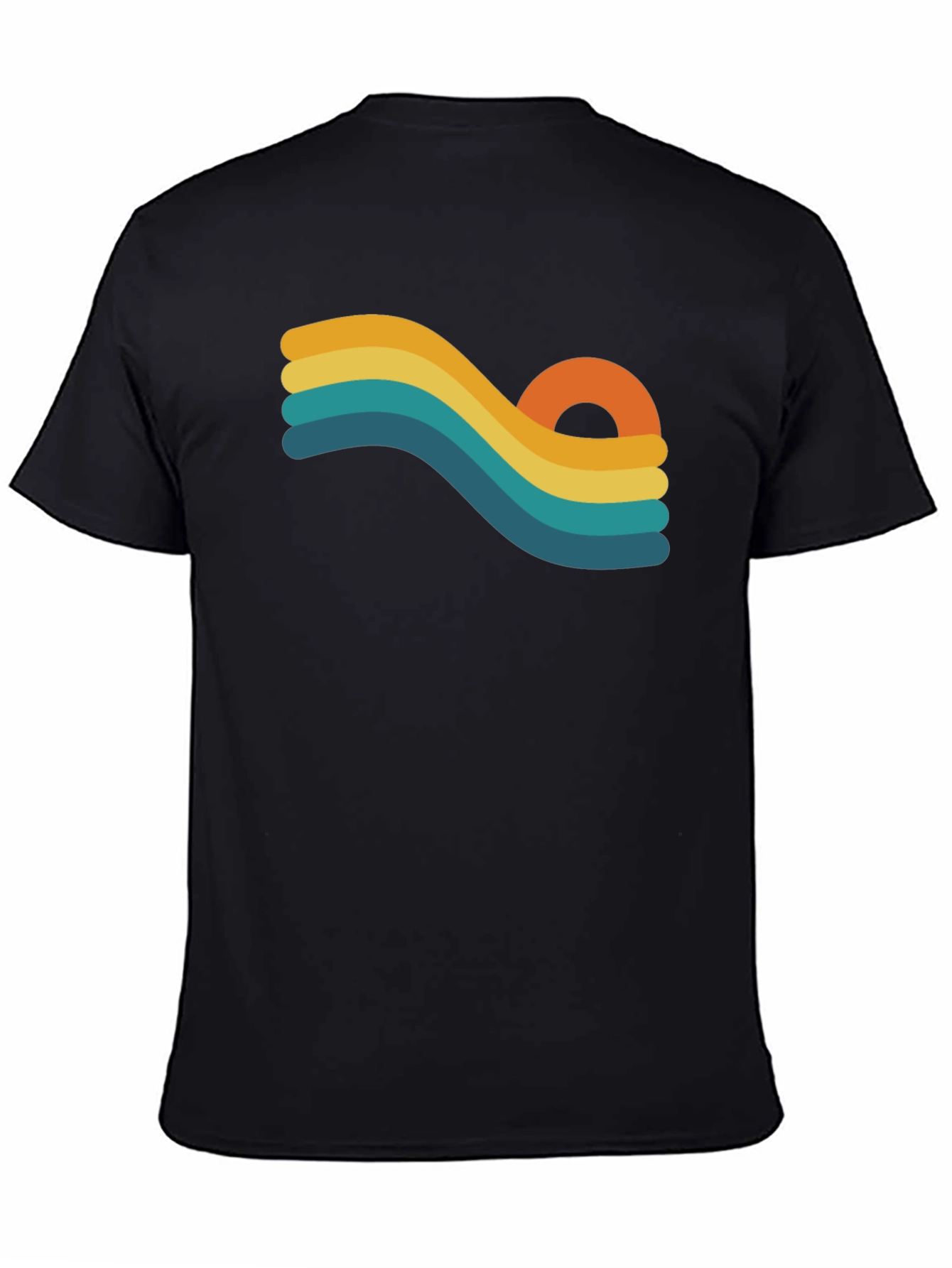 Black Retro Wave Graphic Black T-Shirt view 4