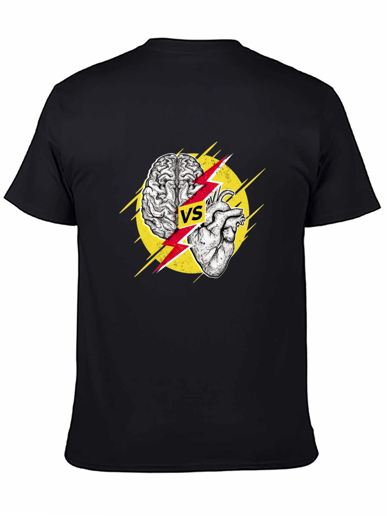 Black Brain vs Heart Graphic T-Shirt - Logic Meets Passion view 4