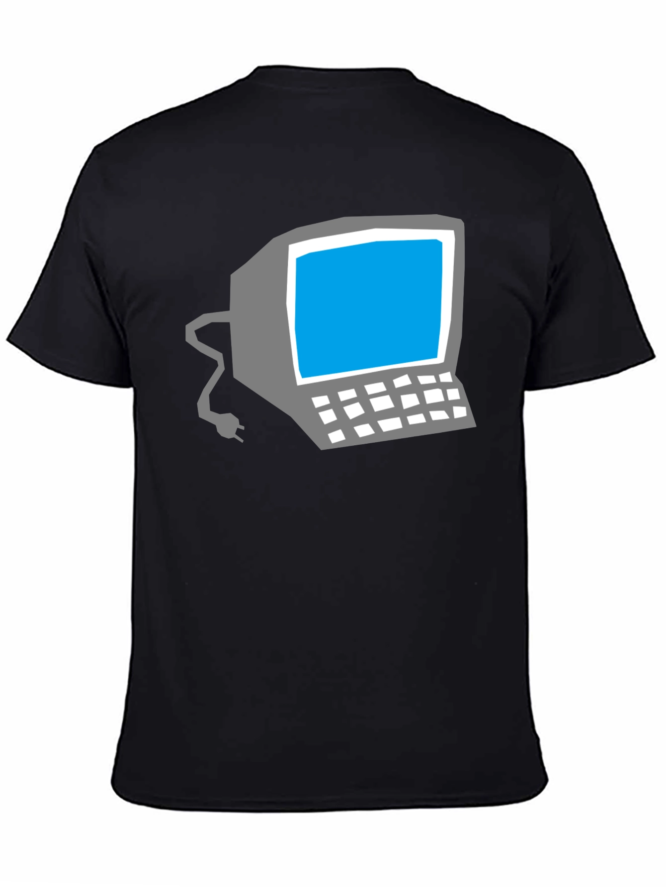 Black Retro Computer Graphic Tee - Classic Geek Style view 4