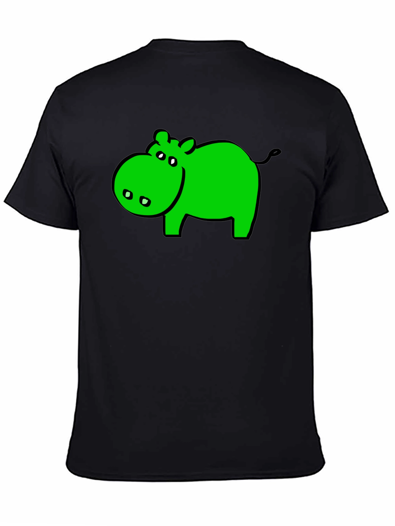 Black Green Hippo Graphic Black T-Shirt - Casual Wear view 4