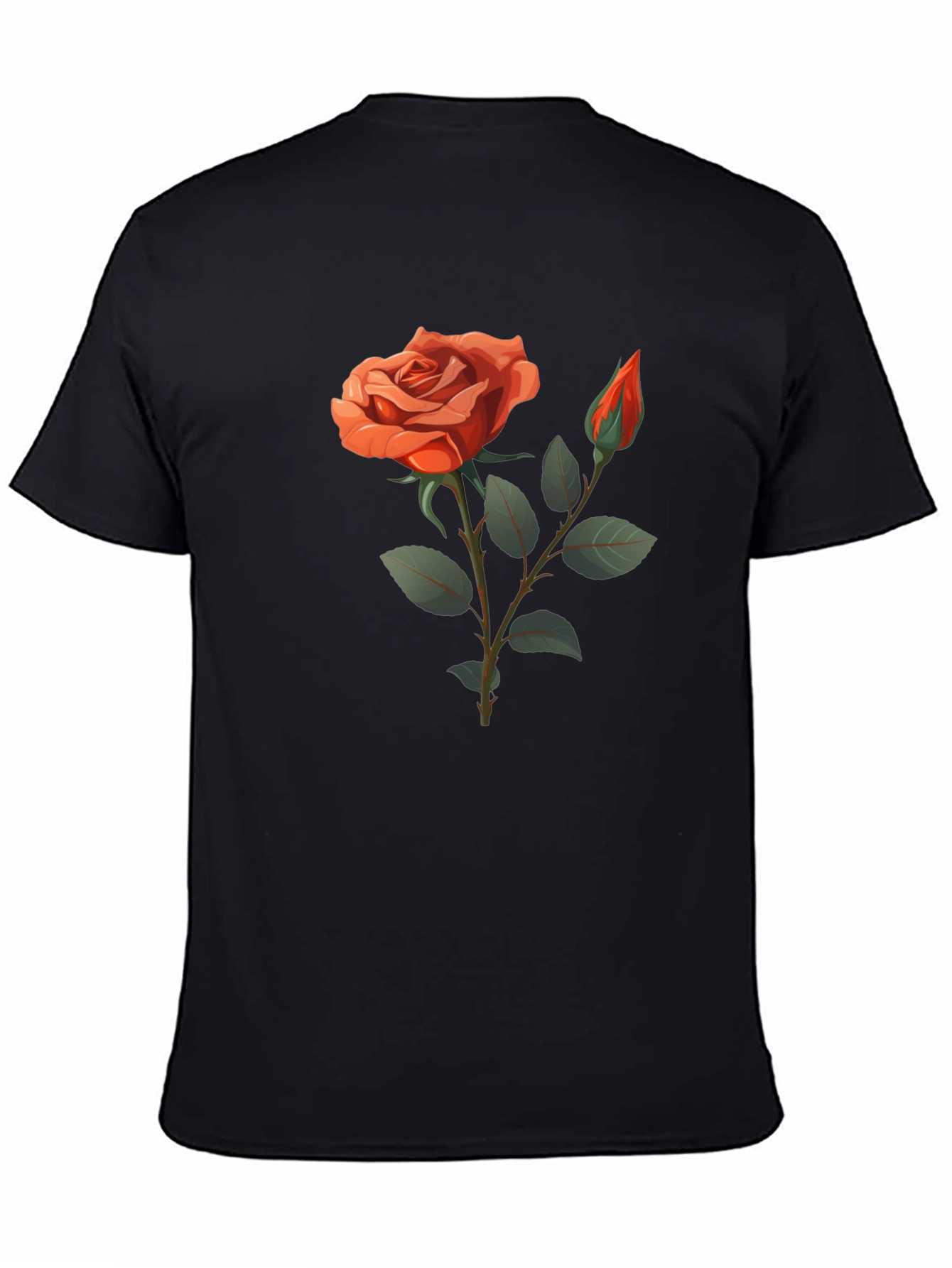 Black Rose Graphic T-Shirt - Elegant Floral Design view 4
