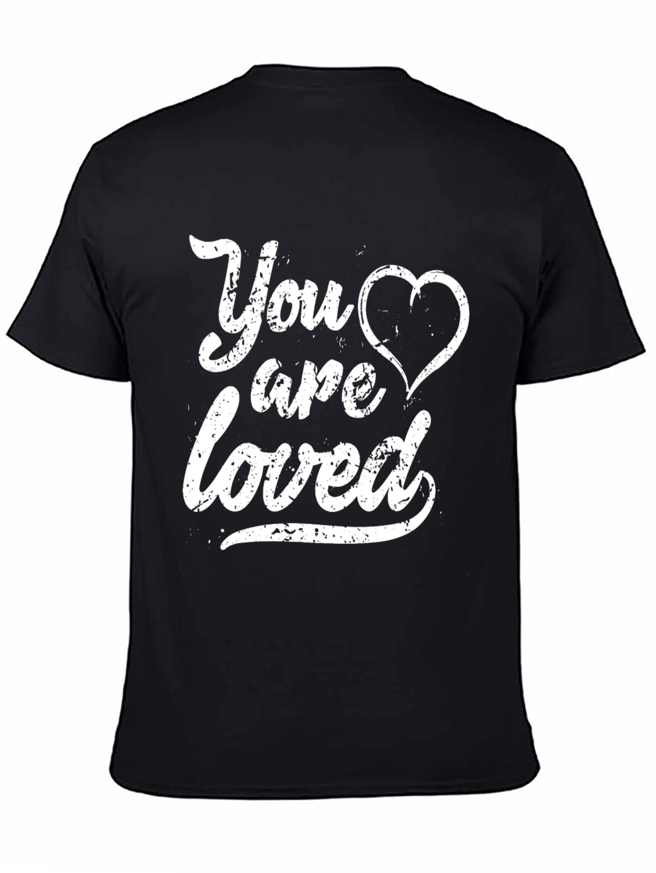 Black You Are Loved Graphic Tee - Black Cotton T-Shirt view 4