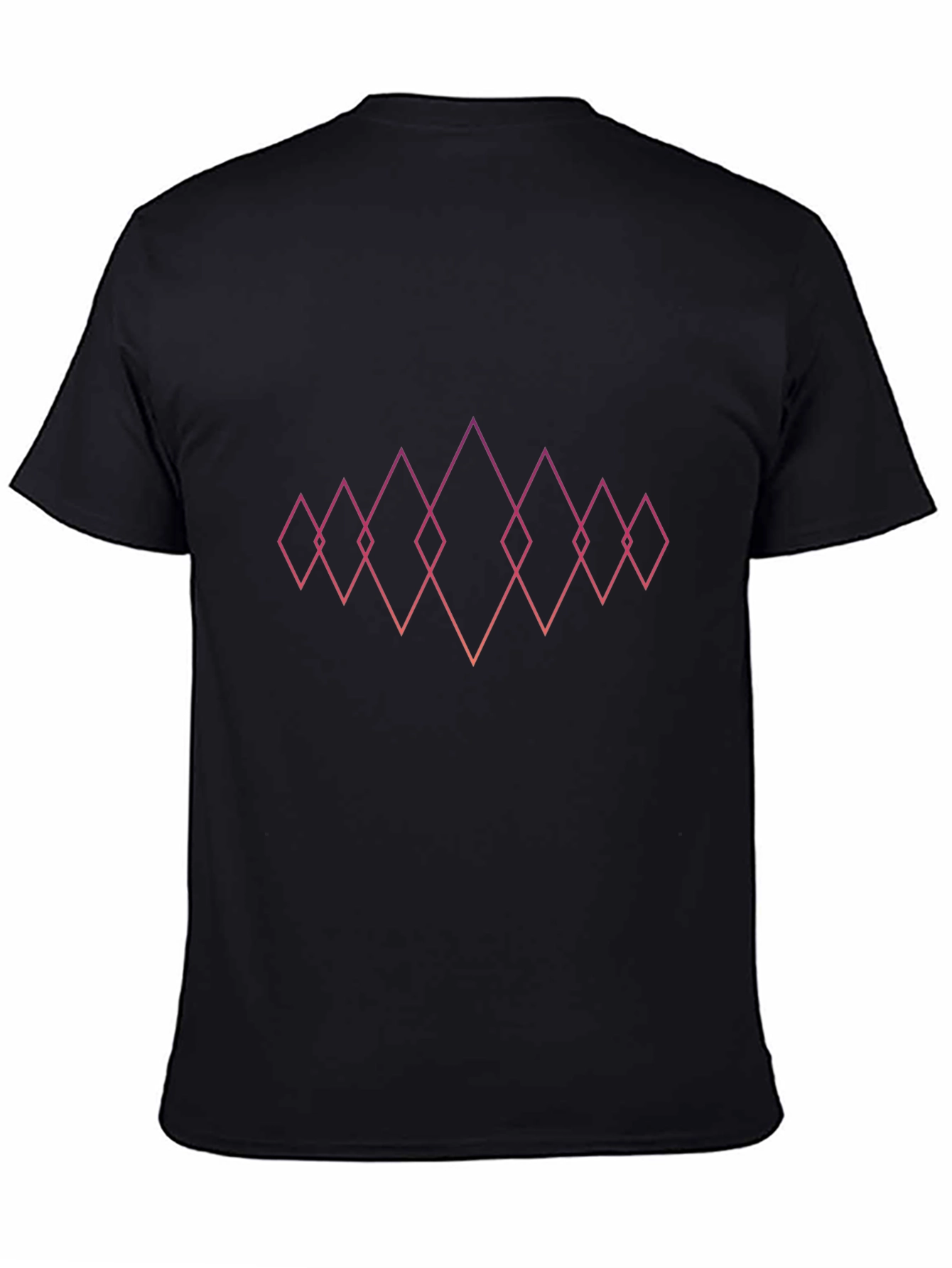 Black Geometric Diamond Design Black T-Shirt view 4