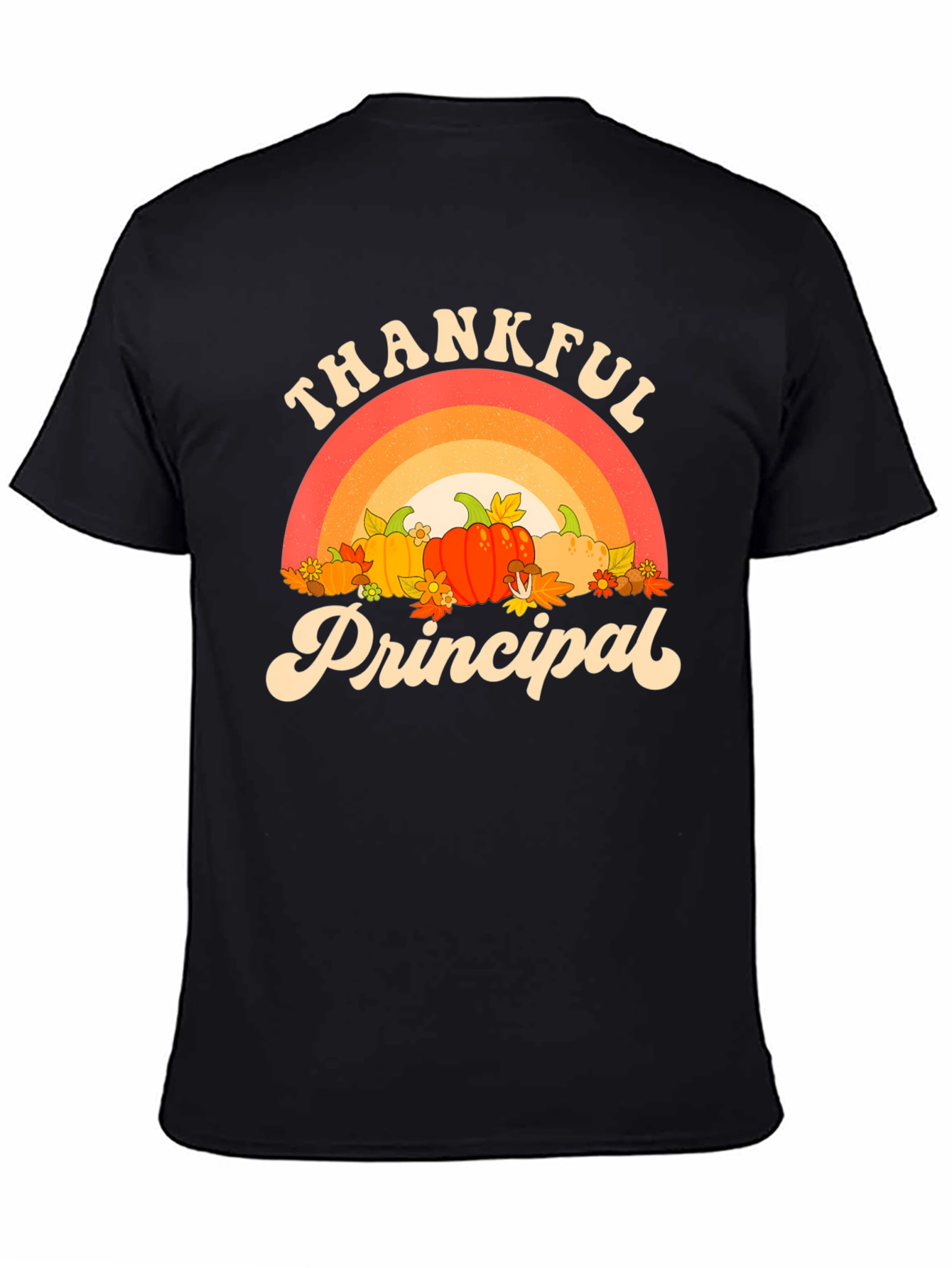 Black Thankful Principal T-Shirt, Fall Theme view 4