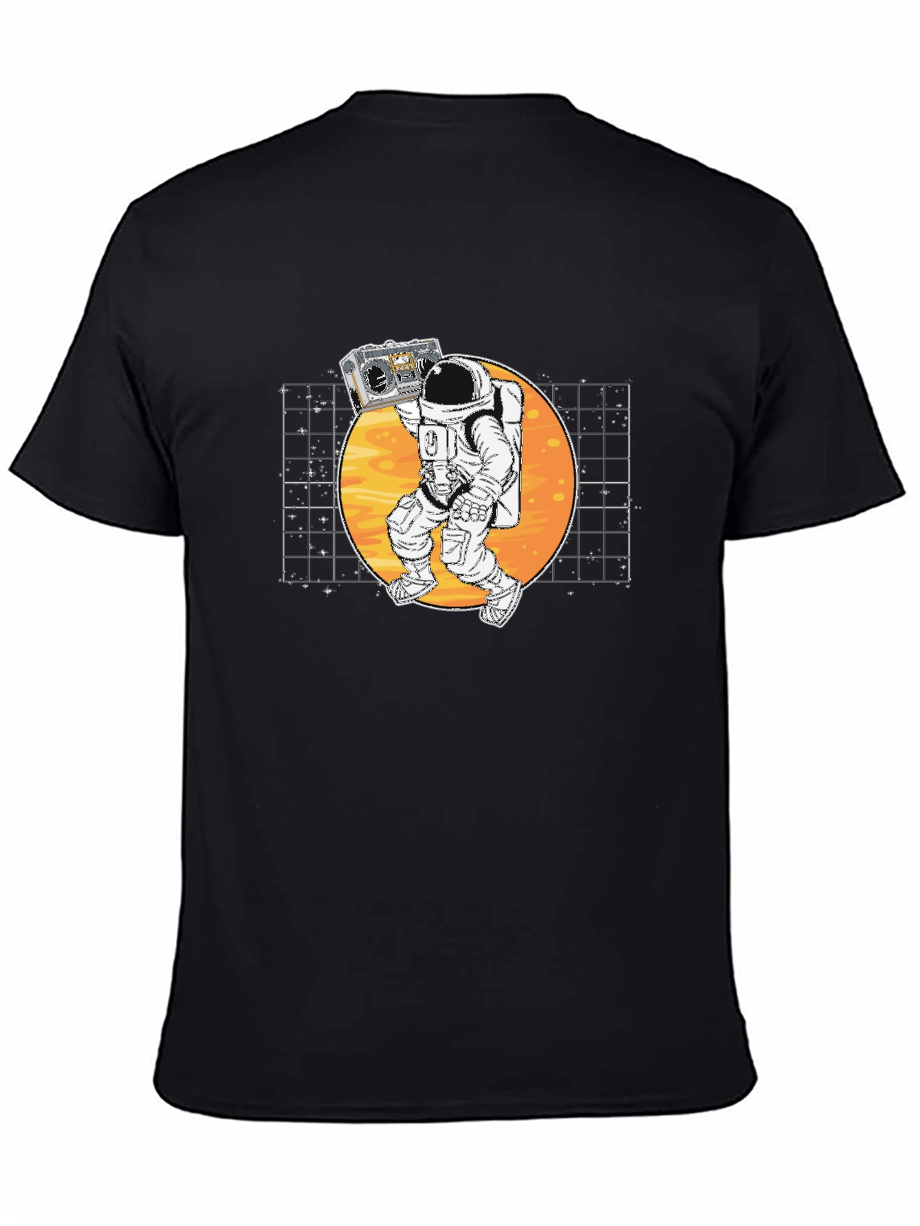 Black Astronaut Boombox Graphic T-Shirt - Retro Space Design view 4