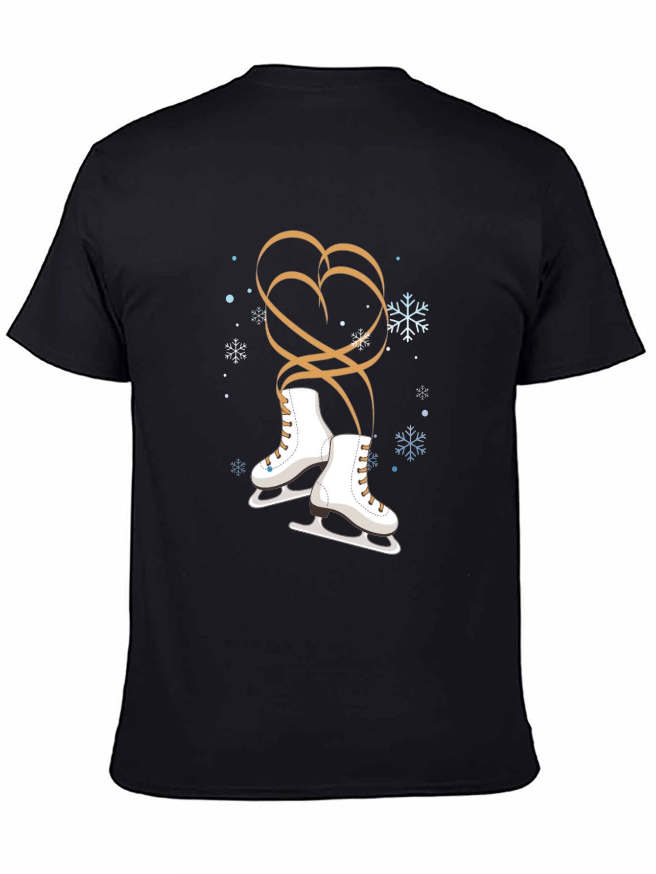Black Winter Ice Skating Heart T-Shirt view 4