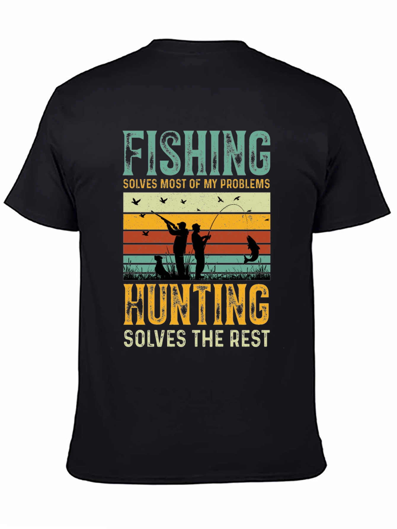 Black Fishing and Hunting Graphic Tee view 4