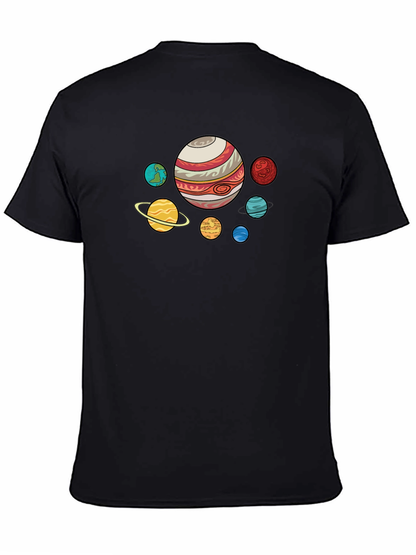 Black Planets Graphic Print Black T-Shirt view 4