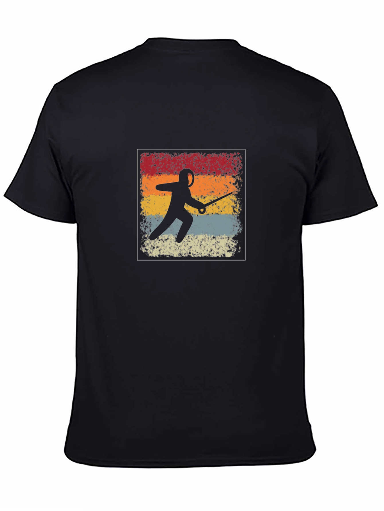 Black Retro Fencing Silhouette Graphic T-Shirt view 4