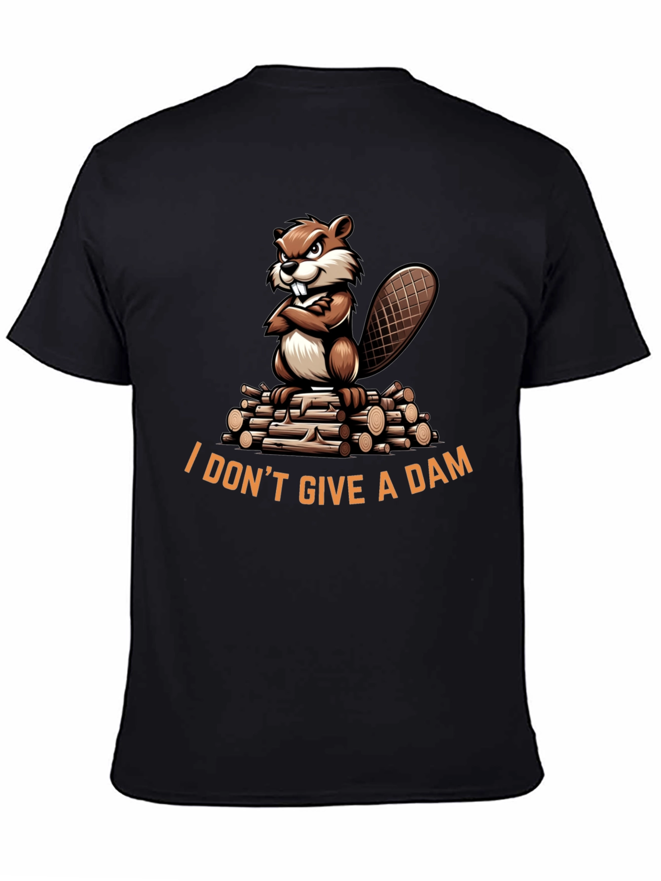 Black I Don't Give a Dam Beaver T-Shirt - Funny Animal Tee view 4