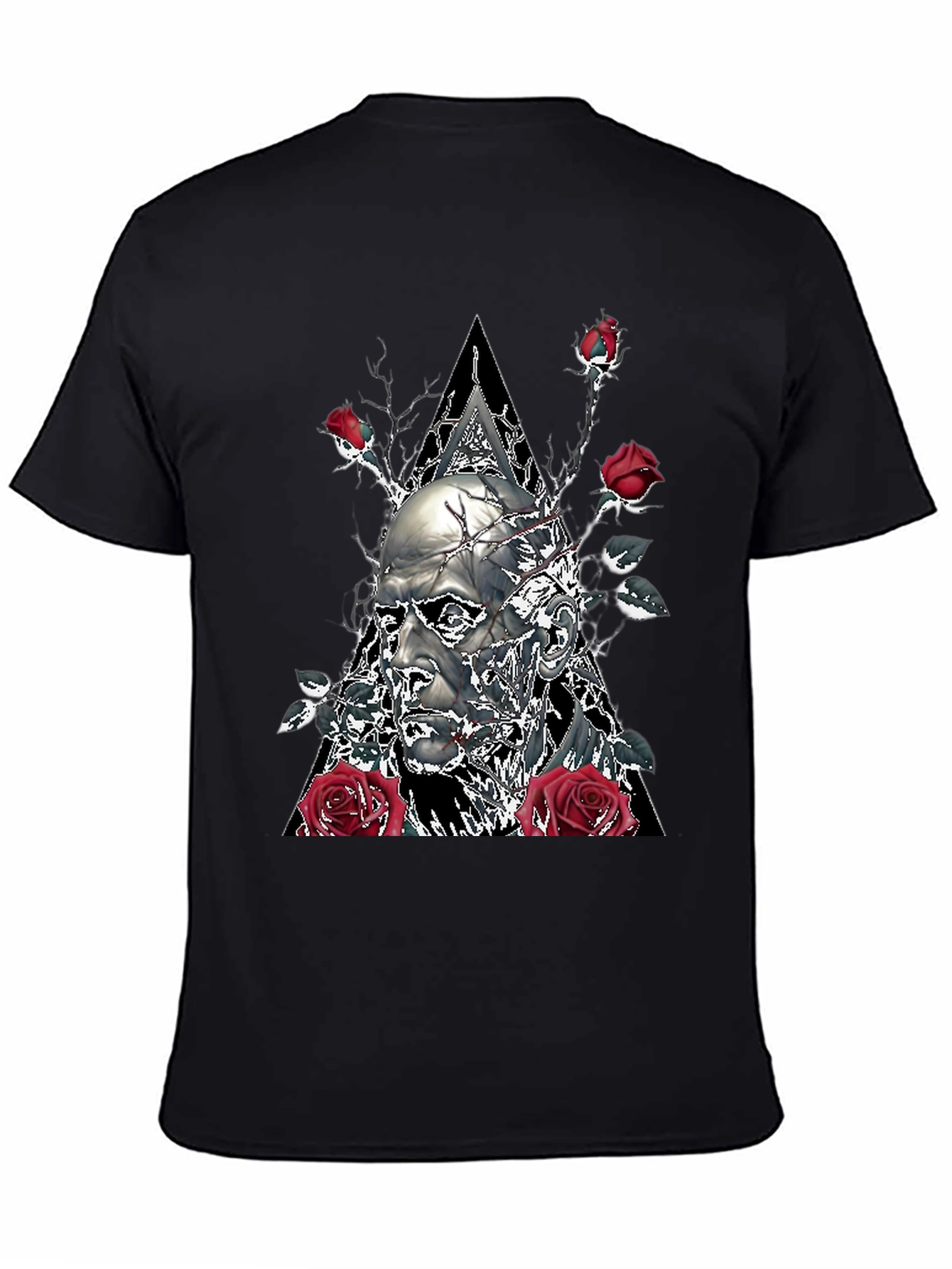 Black Skull & Roses Graphic Tee - Black view 4