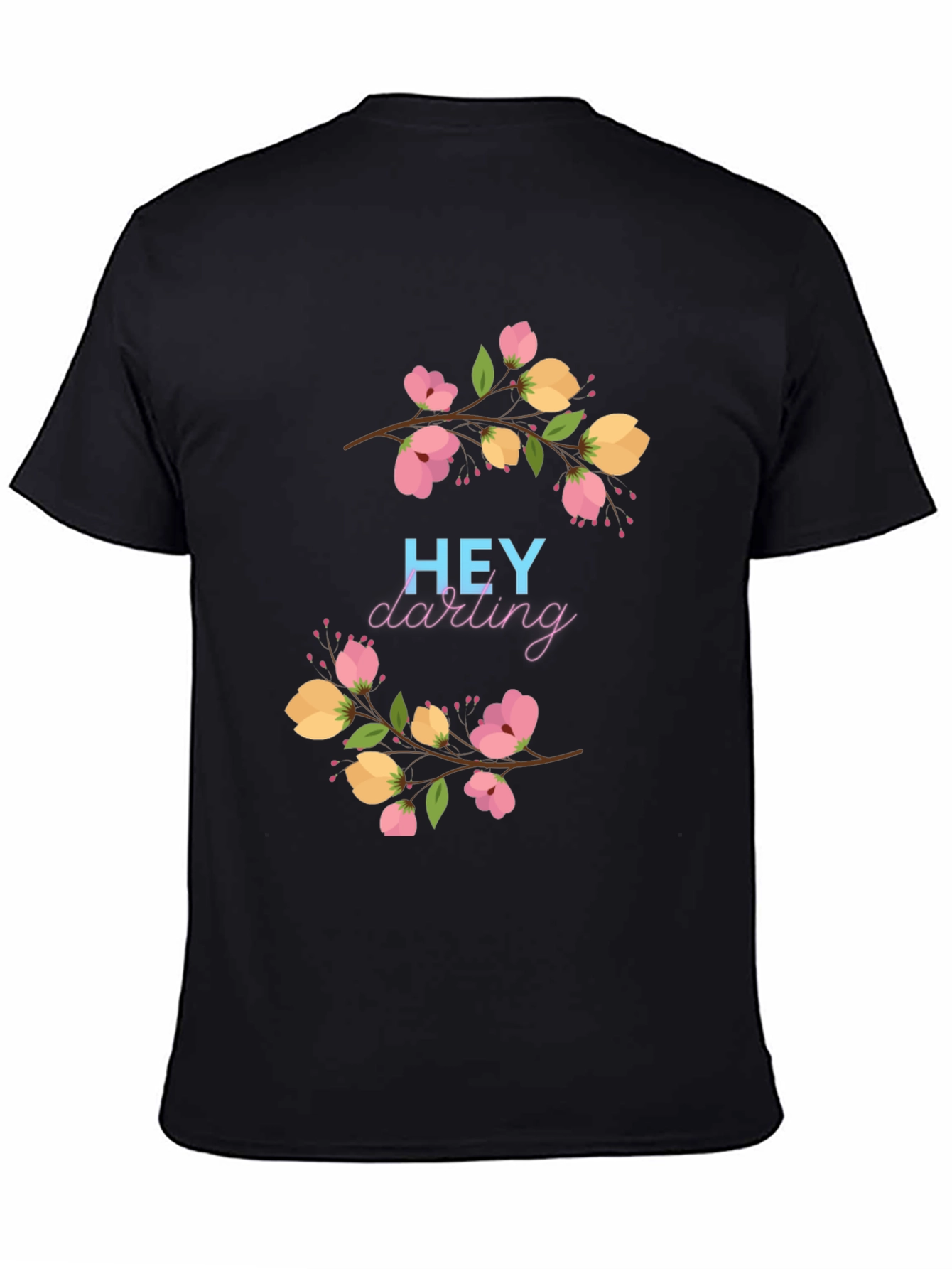 Black Hey Darling Floral Graphic Black T-Shirt view 4
