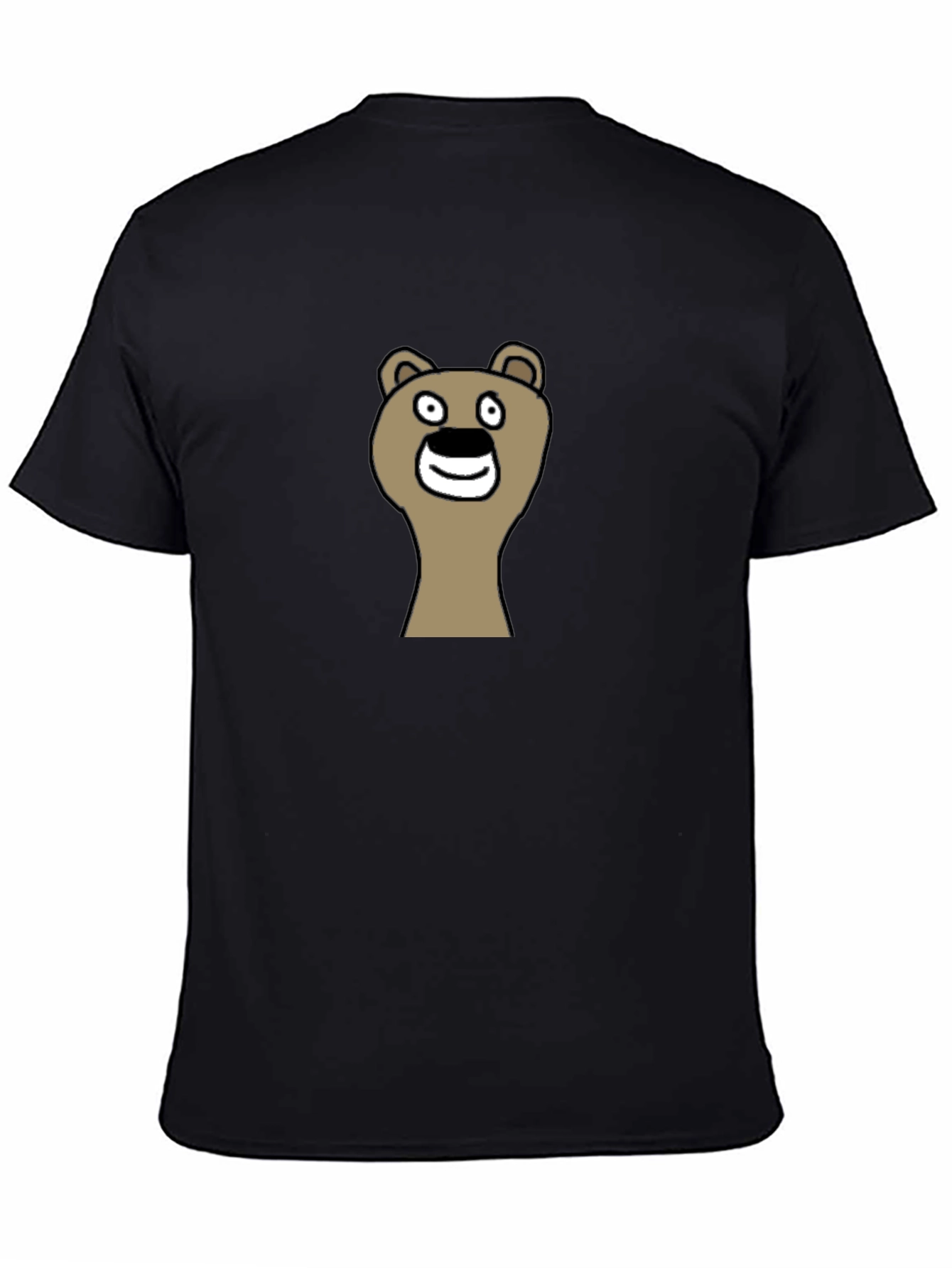 Black Funny Cartoon Bear Graphic Black T-Shirt view 4