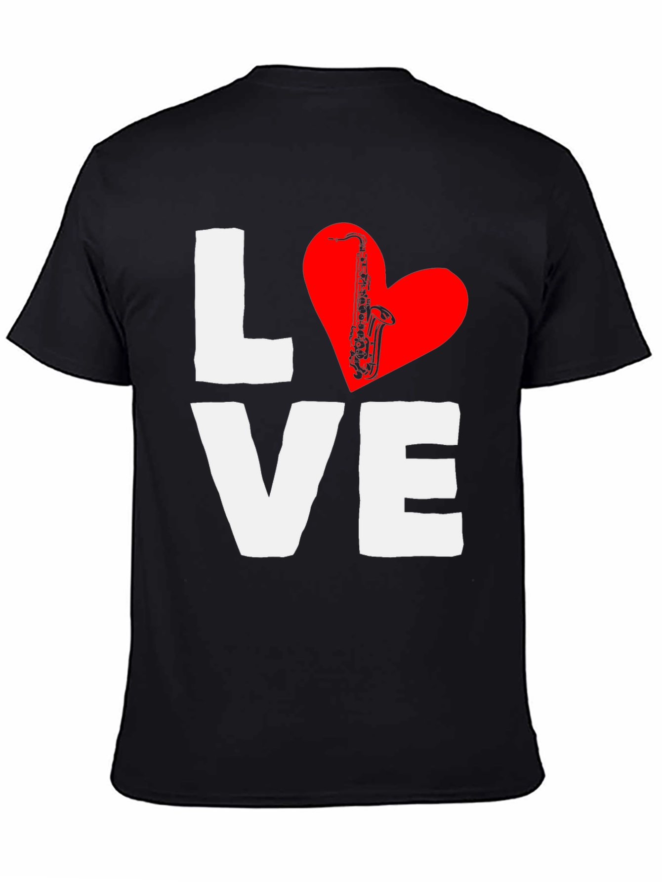 Black Love Saxophone T-Shirt - Music Lover Tee view 4
