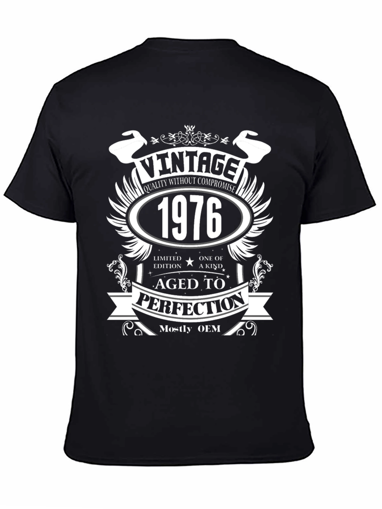 Black Vintage 1976 Aged to Perfection Black T-Shirt view 4