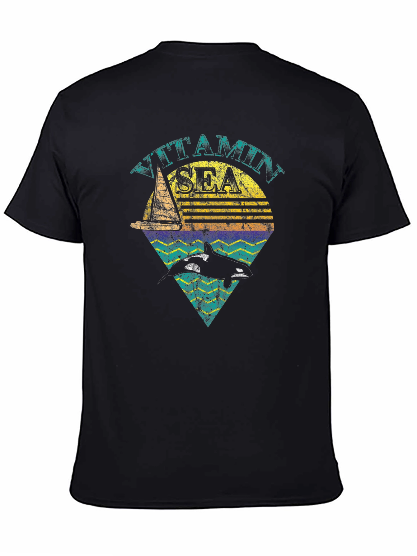 Black Vitamin Sea Orca T-Shirt - Nautical Design view 4