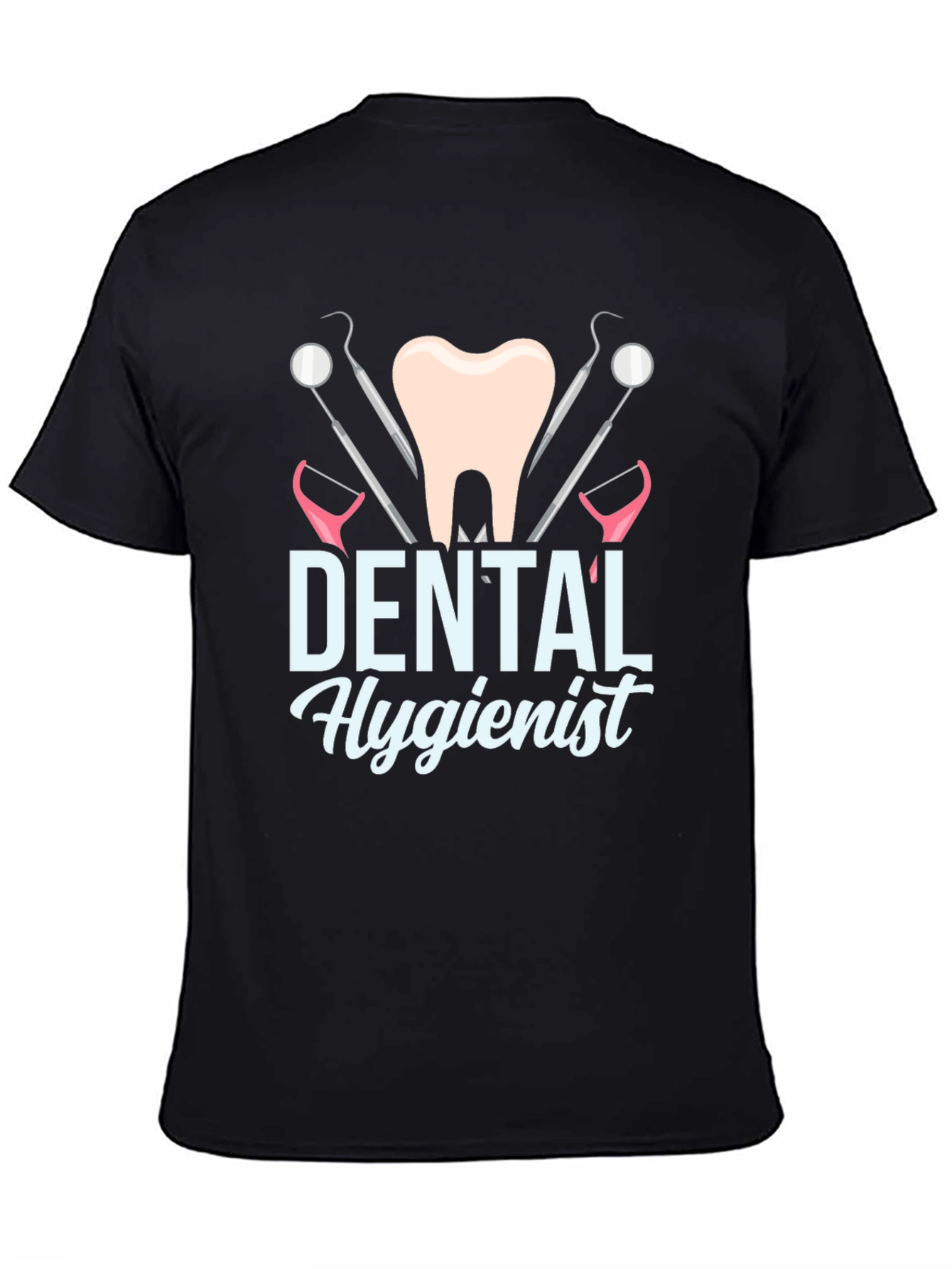 Dental Hygienist Graphic T-Shirt, Black Cotton Tee - 4