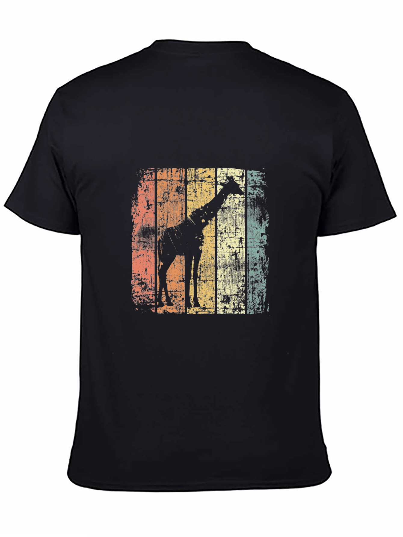 Black Giraffe Silhouette Distressed T-Shirt view 4