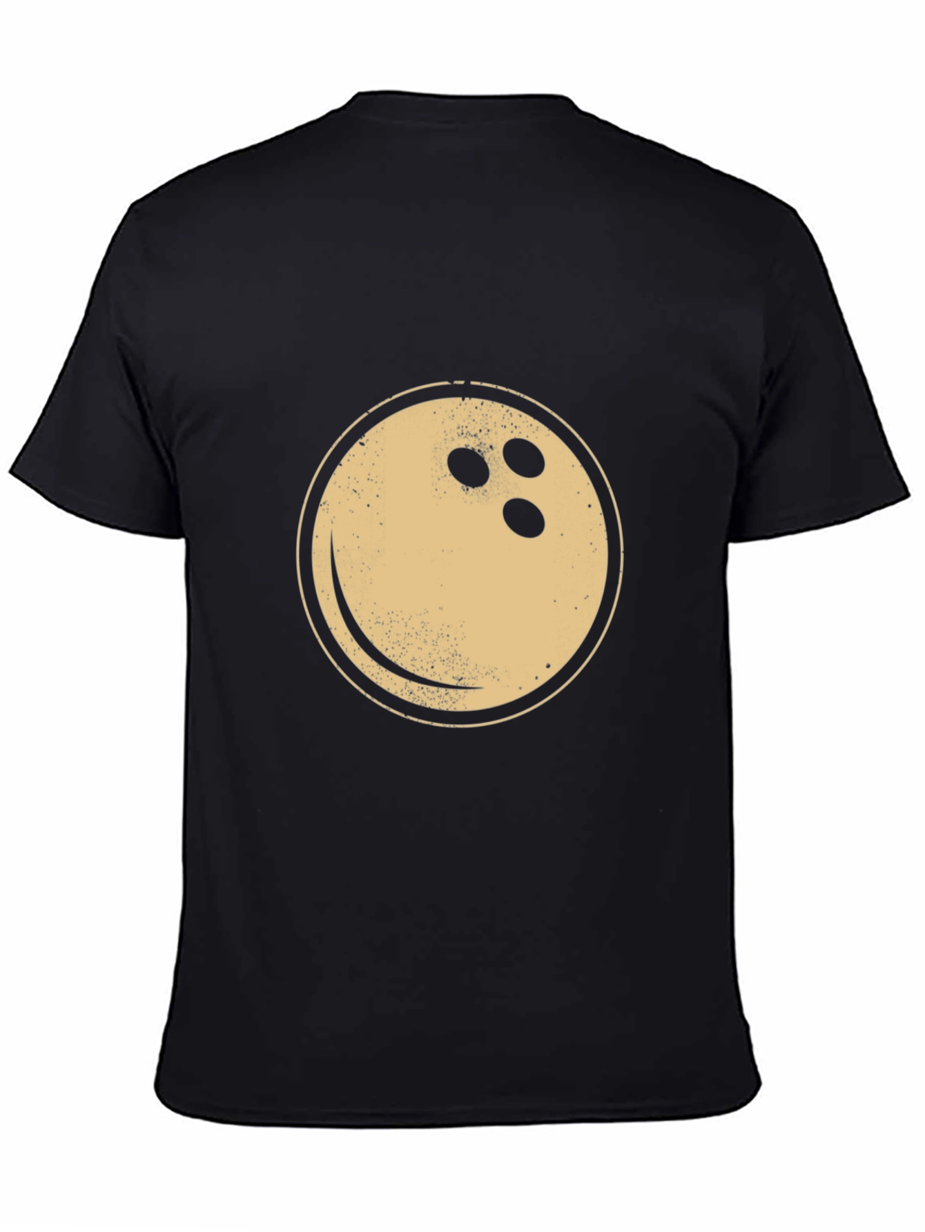 Black Bowling Ball Graphic Tee - Vintage Style Black T-Shirt view 4