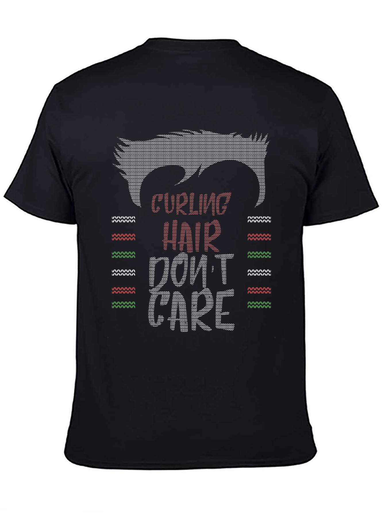 Black Curling Hair Don't Care Graphic Tee view 4