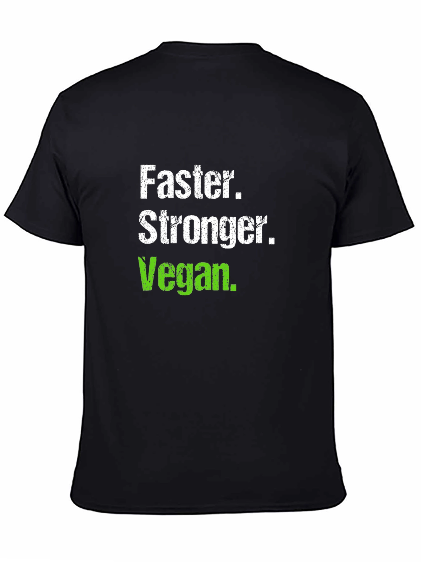Black Faster Stronger Vegan T-Shirt - Black Crew Neck view 4