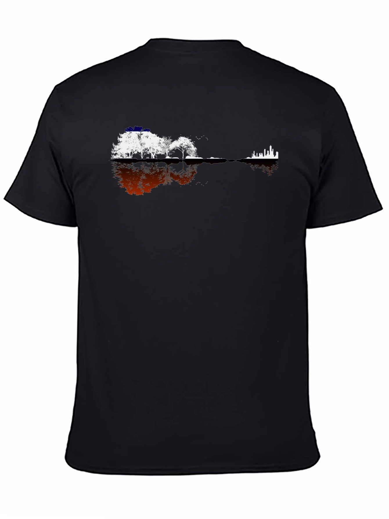 Black Guitar Landscape Graphic Tee - Black Cotton Blend view 4