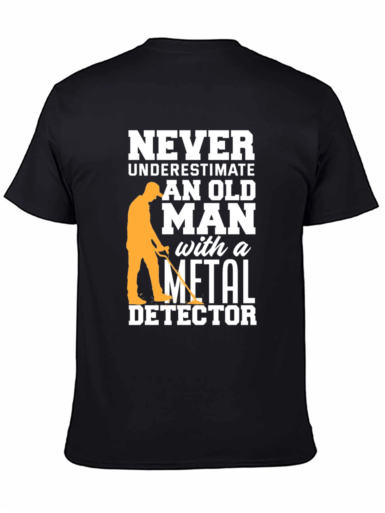 Black Funny Metal Detector Old Man Black T-Shirt view 4